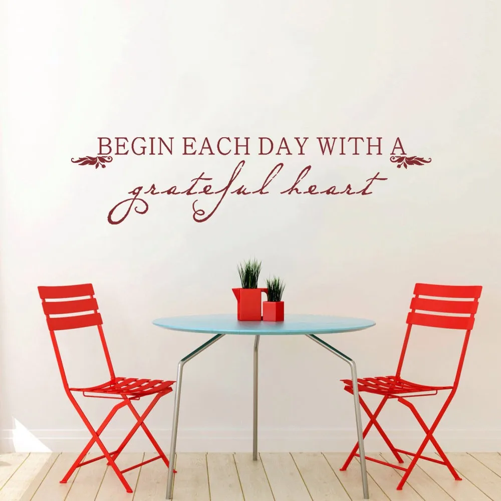 Battoo Wall Decals Begin Each Day With A Grateful Heart Inspirational Dining Room Bathroom Wall Stickers Decor 22 X 5 Xs Wall Decals Wall Sticker Decorwall Sticker Aliexpress