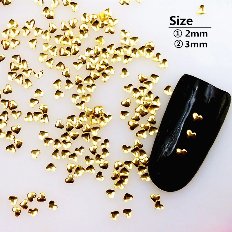 

100pcs/bag New 3D Nail Art Deco Metal Nail Sticker Alloy Japanese Mini Stud Rivet Kawaii Heart DIY Nail Tools