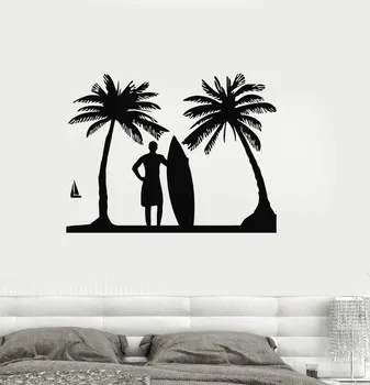 

Vinyl Decal Surf Relax Beach Vacations Surfing Palm Wall Stickers