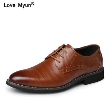 

Business Men's Basic Flat Shoes Leather Gentle Wedding Dress Shoes Formal Wearing Shoes British Men Casual shoes Big Size