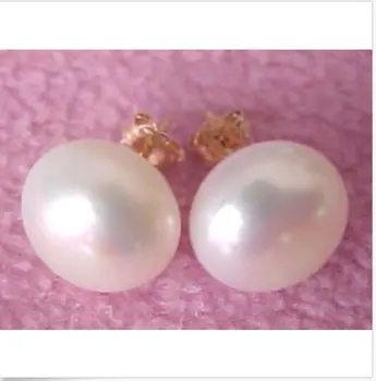 

pair of12-13mm south sea flat round white pearl earring 925silver