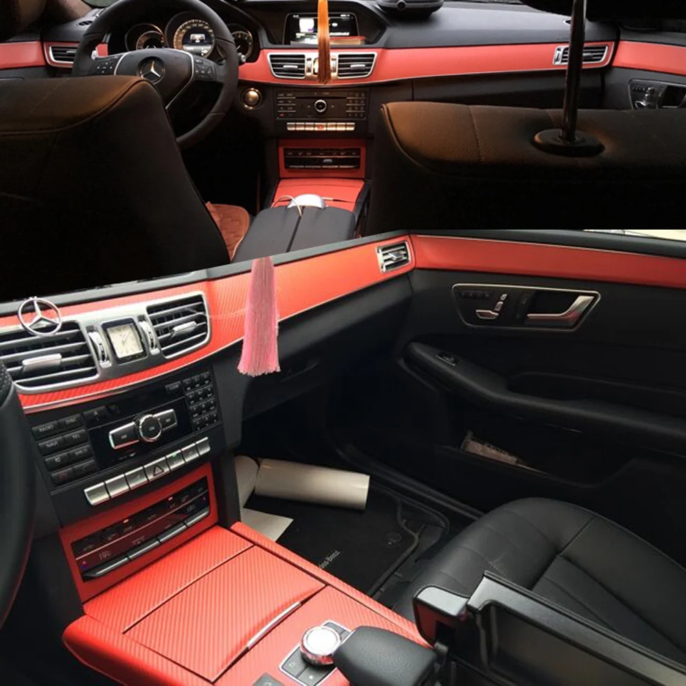 Для Mercedes Benz C Class W204 передняя отделка Управление Панель дверная ручка 5 мм Углеродистой волокно наклейки Наклейка для автомобиля аксессуары