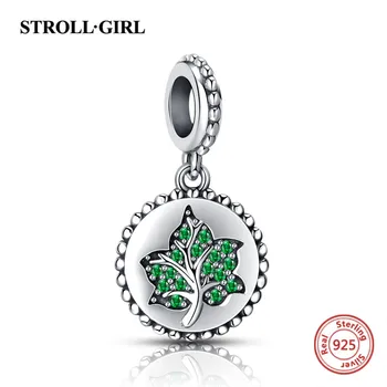 

Fine Fit Original European Bracelet Green Leaves Charms 925 Sterling Silver Maple Leaf Plant Beads for Women Jewelry Gift