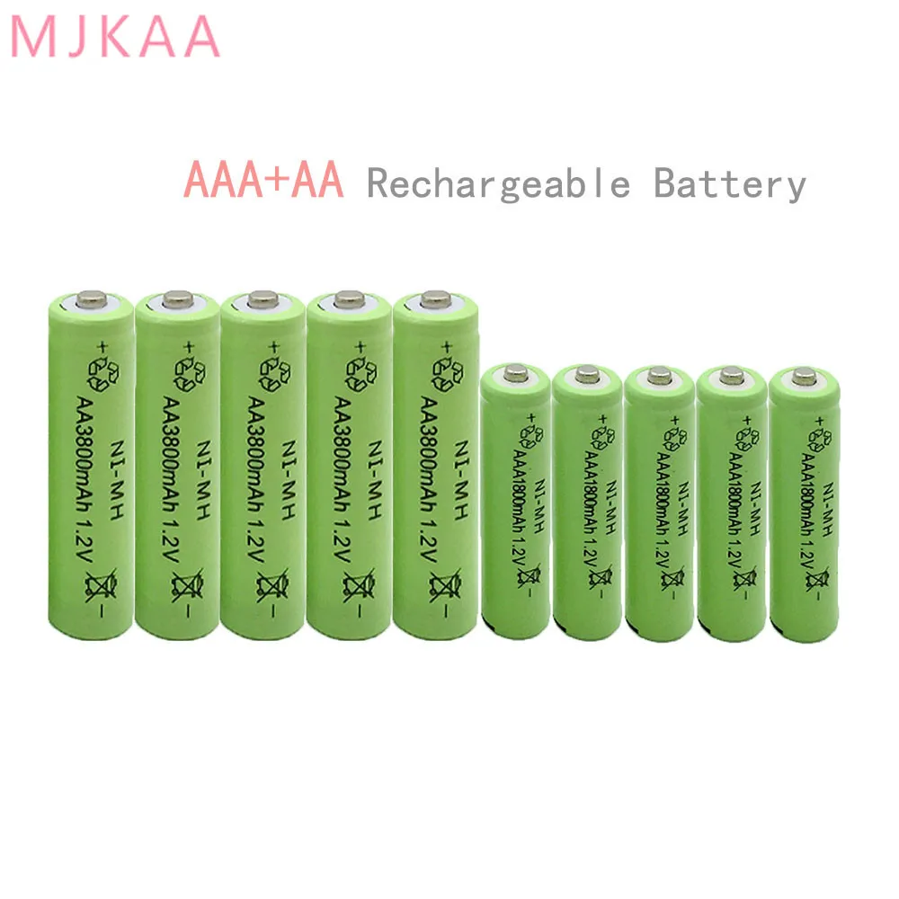 10 шт. Ni-MH AA 3800 mAh + 10 шт. AAA 1800 mAh аккумуляторные батареи