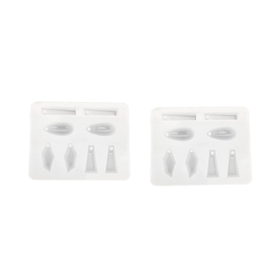 2x Geometric Shapes Silicone Mold Mould with Hole for DIY Crystal Resin Necklace Jewelry Pendant Earring Making Tool