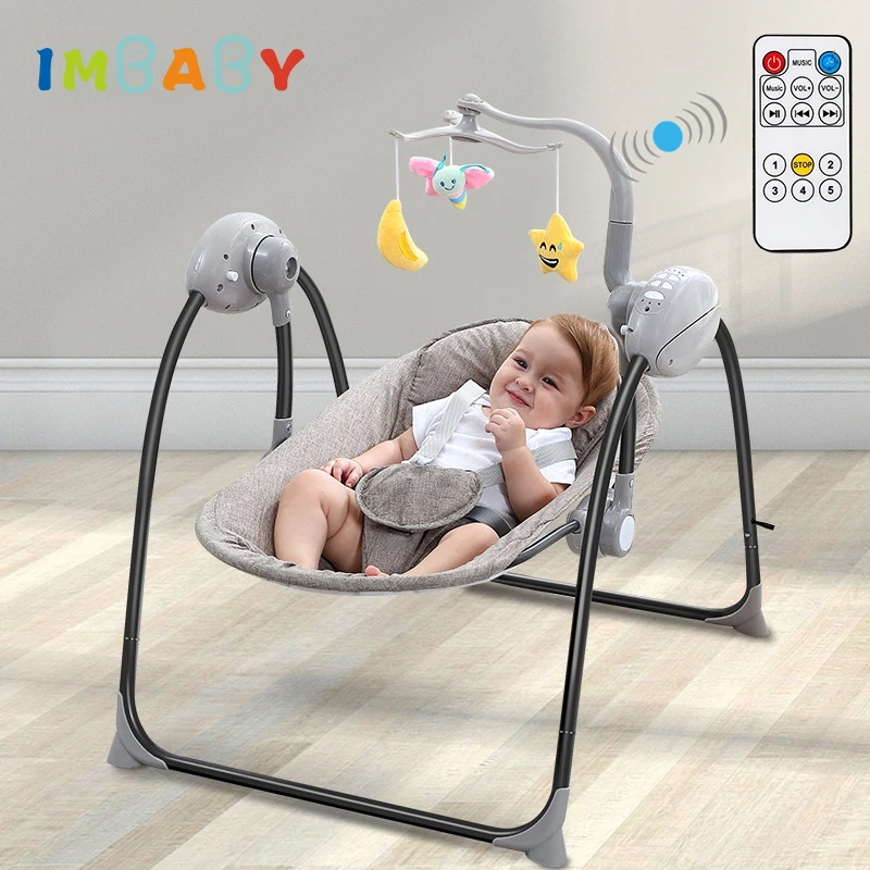 Детское кресло-качалка IMBABY, электрическая детская колыбель с пультом дистанционного управления, кресло-качалка для новорожденных, кресло-качалка - изображение