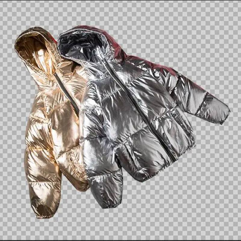 

Silver Bright Jacket Coat man Winter Warm Thick Down Cotton Padded Short Parkas Bread Style Fashion Men's Bomber Hooded Outwear