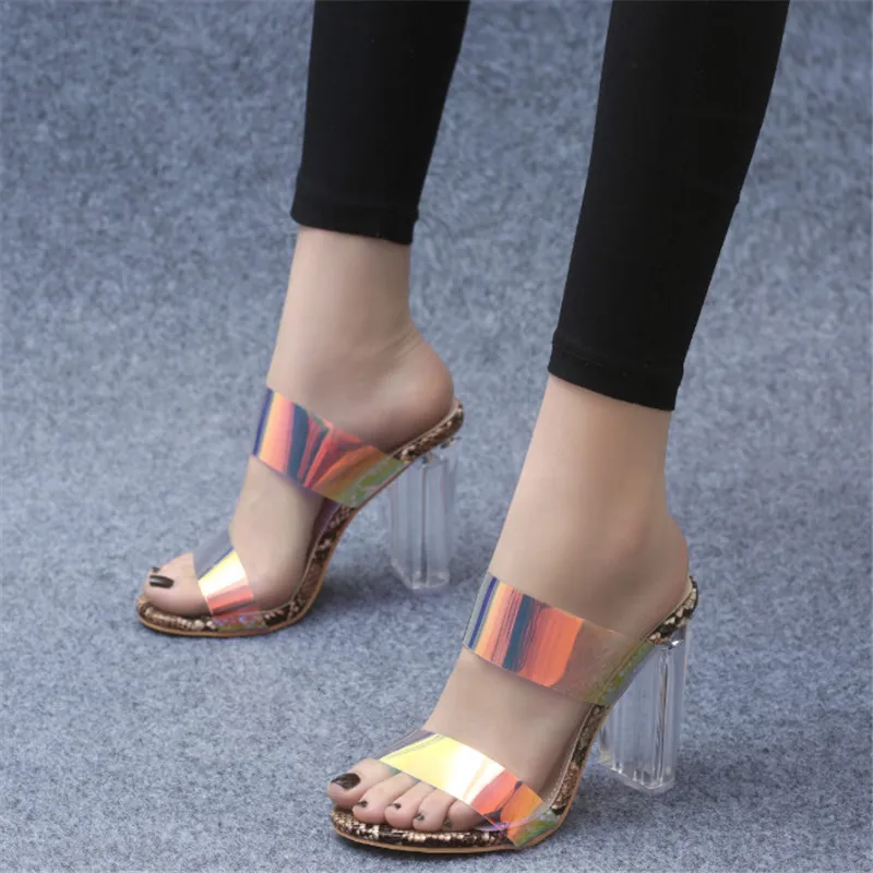 

2019 Snake Transparent Heel Women Sandals High Heels Fashion Summer Shoes Women Pumps High Sandals Comfortable Ladies Sandals