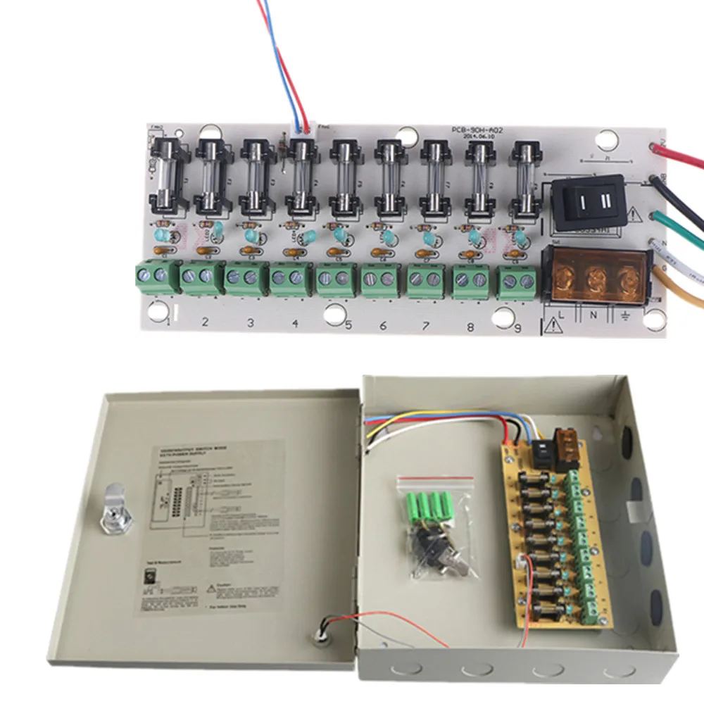 12V DC Power Distribution 9-way PCB Board Terminal Block For Switching Power Supply Electricity Current Wiring LED Switch
