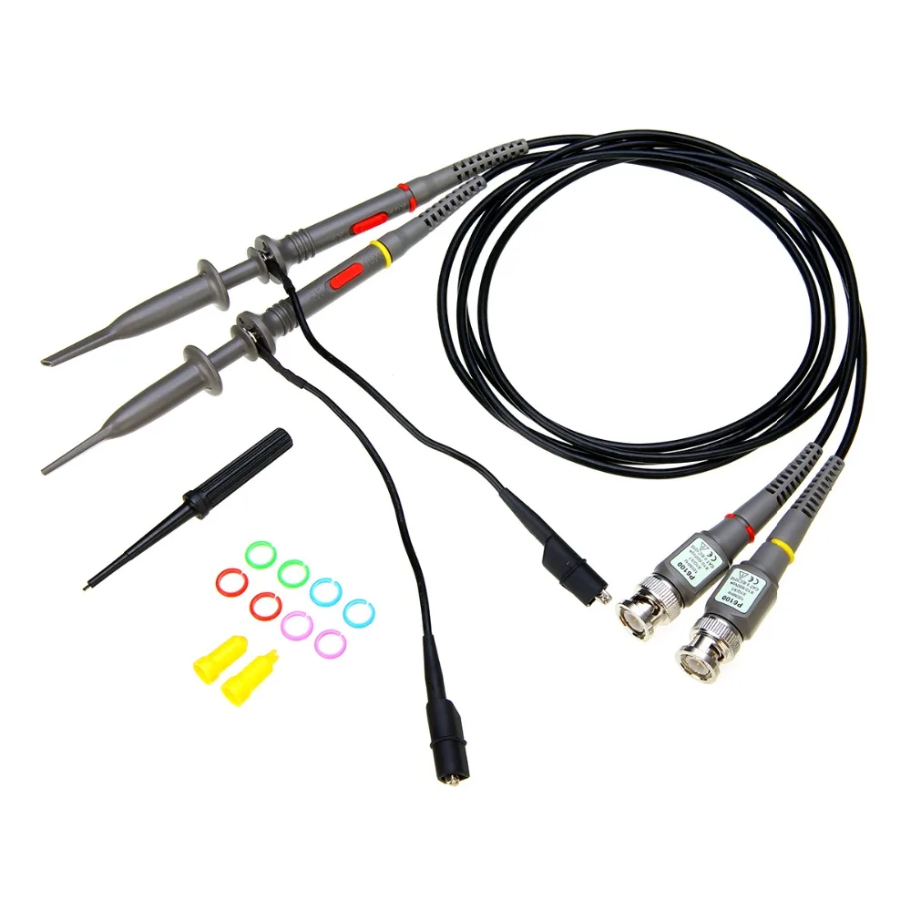 

2pcs BNC Oscilloscope Probes P6100 100MHz Precision Scope Analyzer Alligator Clip Probe Test Leads Mayitr Measuring Instruments