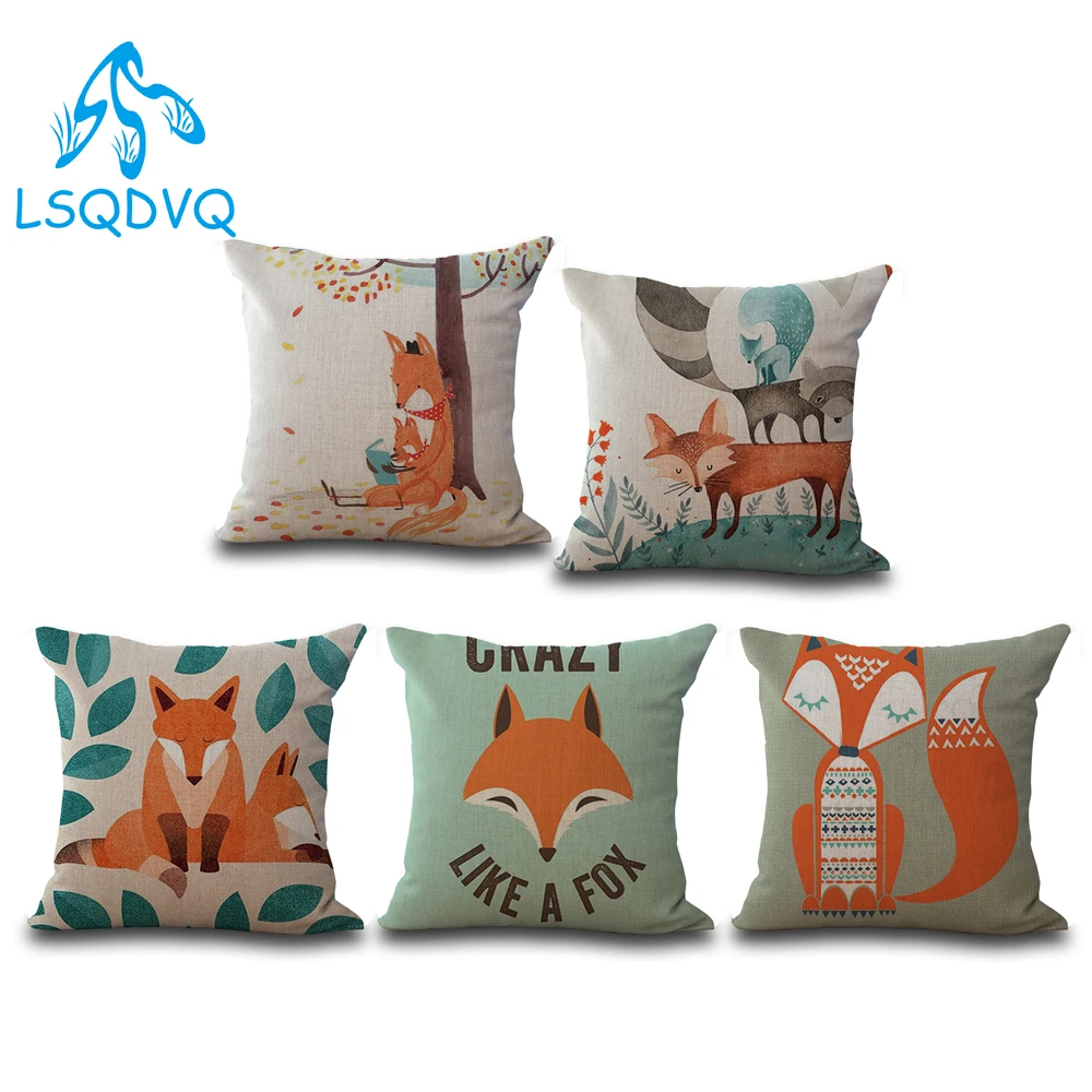 Decorative Throw Pillow Animals Red Foxs Square Polyester Capa De Almofadas 45x45cm Cushion Cover For Sofa Home Car | Дом и сад