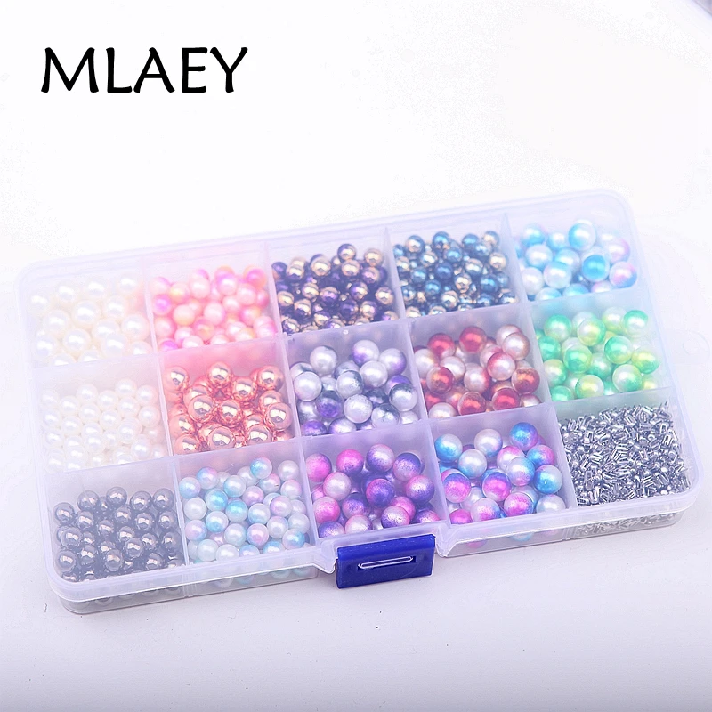 

MLAEY 1 Set/Lot Pearl Beads Rivet Round Beads Combination Suit DIY Pearls Craft Metal Plating Seedbeads Sewing Supplies 19609
