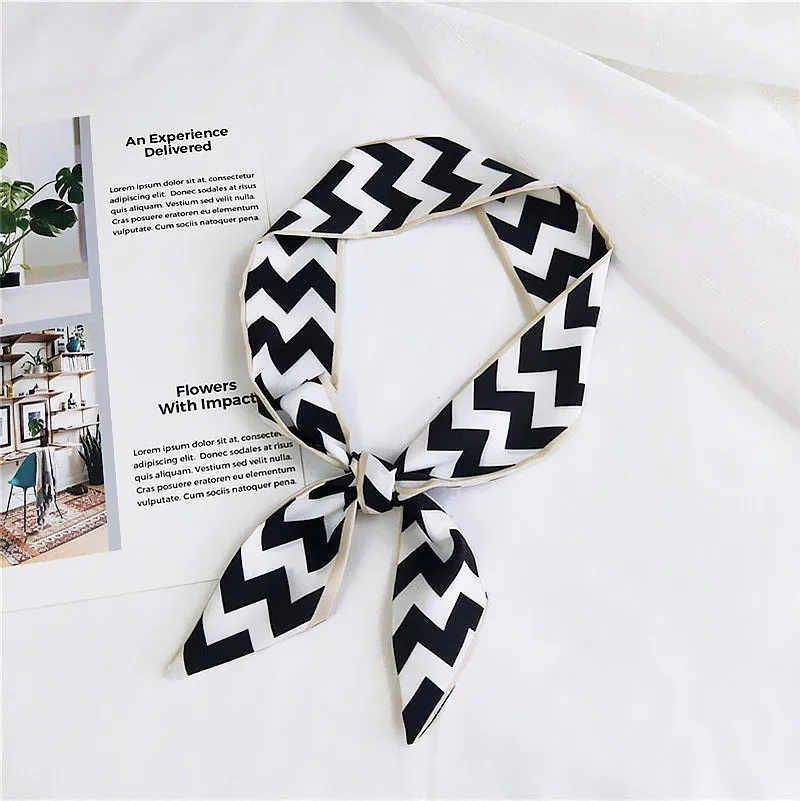 Hijab Women Bandana Ribbon Wave Narrow Strip Print Hair Band Decoration Joker Small Head Neck Scarf Bind Package Woman Scarves Hijab Women Bandana Ribbon Wave Narrow Strip Print Hair Band Decoration Joker Small Head Neck Scarf Bind Package Woman Scarves