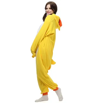 

Halloween Party Costume Cute Yellow Duck Onesie Pajamas Costume Adult One-piece Sleepwear Cartoon Clothes For Adult Kids