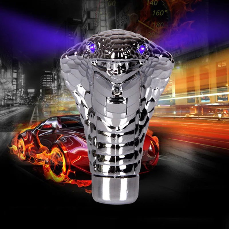 

Do Promotion! Universal Car Manual Gear Shift Knob Stick LED Eyes Chrome Cobra Snake Cool Shift Lever 88