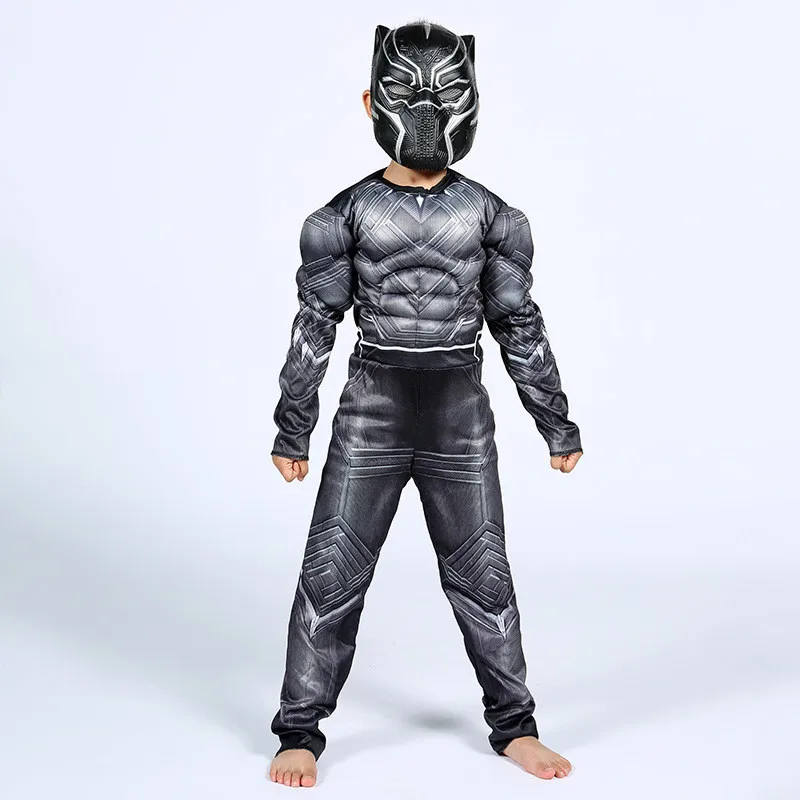 Adult Muscle Black Panther Cosplay Costume Boys and Father Family Matching Halloween Christmas Birthday Gift Black Panther Set