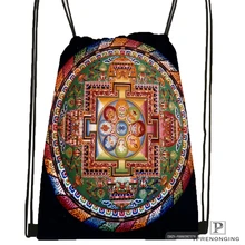 Изготовленная на заказ Великолепная Мандала_@ 1 походная сумка на шнурке милый рюкзак для детей(черная спинка) 31x40 см#180612-02-26