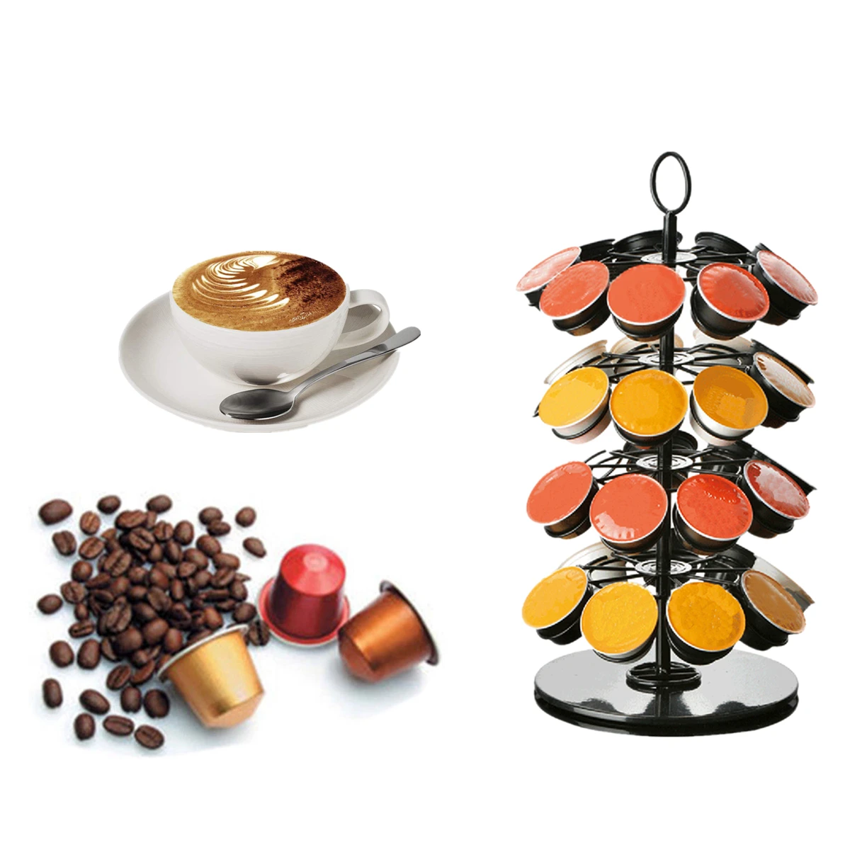 

4 Levels Rotatable Stand 36Pcs Coffee Capsule Pod Storage Rack Holder For NESPRESSO Coffee Capsule Kitchen Appliance Parts New