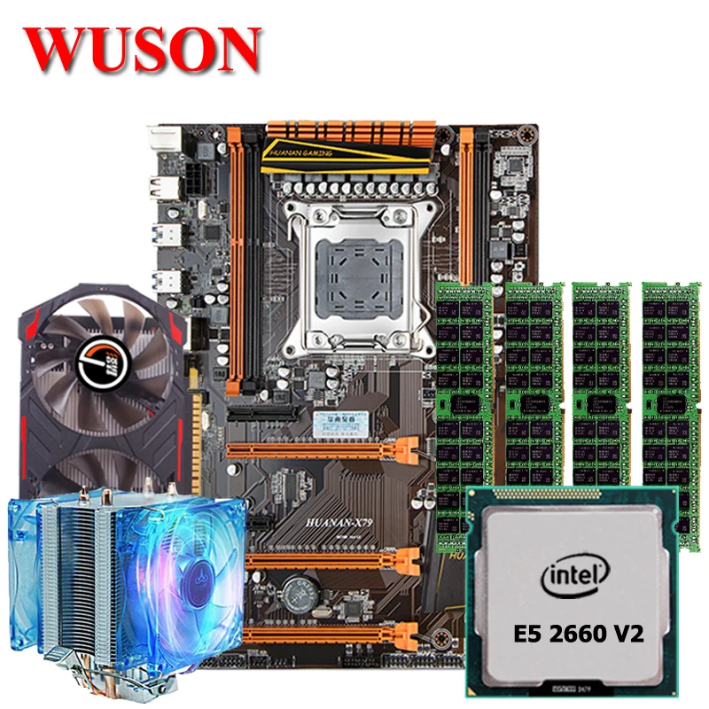 HUANAN motherboard combos X79 LGA2011 deluxe gaming motherboard processor Xeon E5 2660 V2 32G memory GTX750