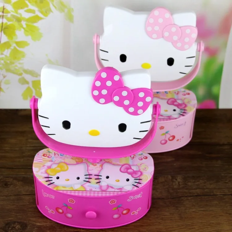 

New Hello Kitty Music Box Mirror Make Up jewelry box XW-1035