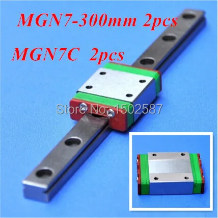 

2pcs MGN7 7mm Linear Rail Slide MGN7 L-300mm long Rail +2pcs MGN7C Carriage /Guide Block CNC Parts XYZ Axis