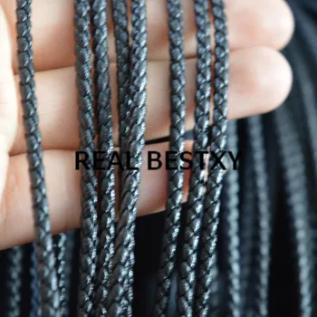 

REAL BESTXY 5m/lot PU Leather Rope Braided Brown Black Cord Handmade Jewelry Making DIY Bracelet String Jewelry Findings
