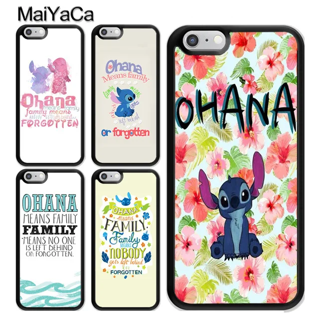 MaiYaCa Ohana значит семья Lilo Stich для iPhone 4S SE 5C 5S 6S 7 8 Plus X XR XS MAX черный мягкий чехол