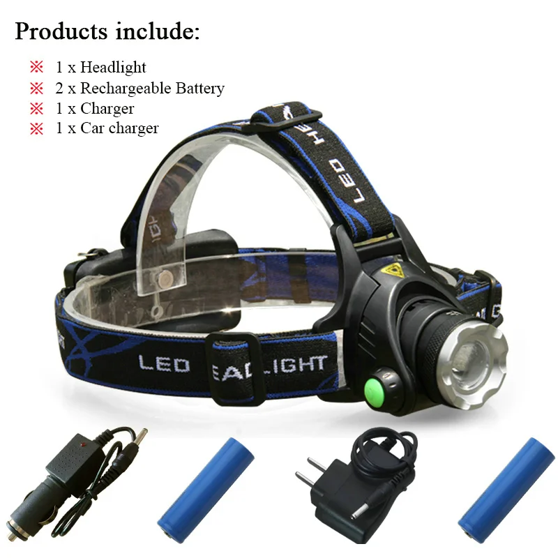 Package C Охотничий 8000 Люмен светодиодный налобный светильник cree xml t6 xm l2 Zoom Head lamp18650 Головной фонарь светодиодный водонепроницаемый налобный светильник перезаряжаемый налобный фонарь - Испускаемый цвет: Package C