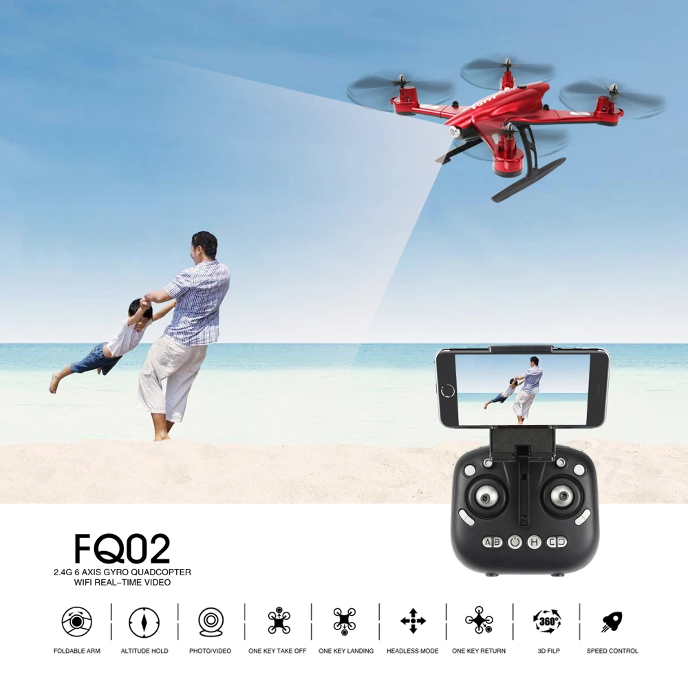 Buy Cheap FQ777 FQ02W 4CH 2.4G WiFi FPV Foldable Drone 0.5MP/2MP High Hold Mode 4 Channel Camera RC Airplane Quadcopter Drone F20376