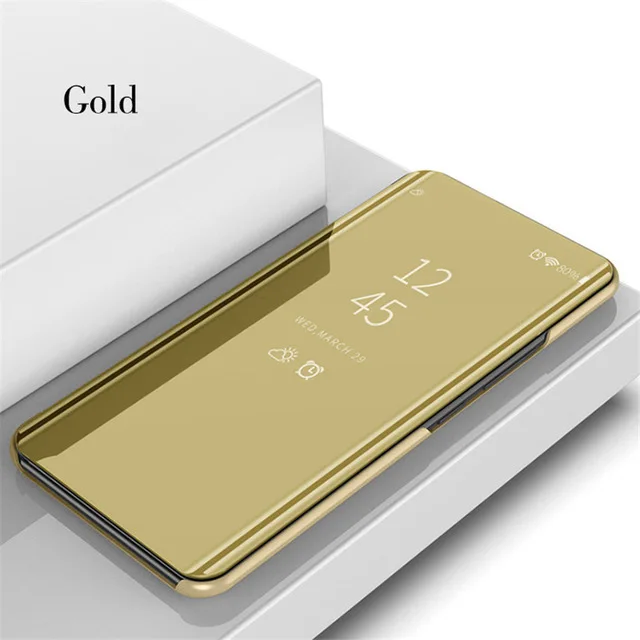 Роскошный Флип Прозрачный чехол с подставкой для samsung Galaxy S9 S9Plus Note 5 8 9 S8 plus S7 edge S6 s6Edge Plus чехол для телефона s - Цвет: Gold