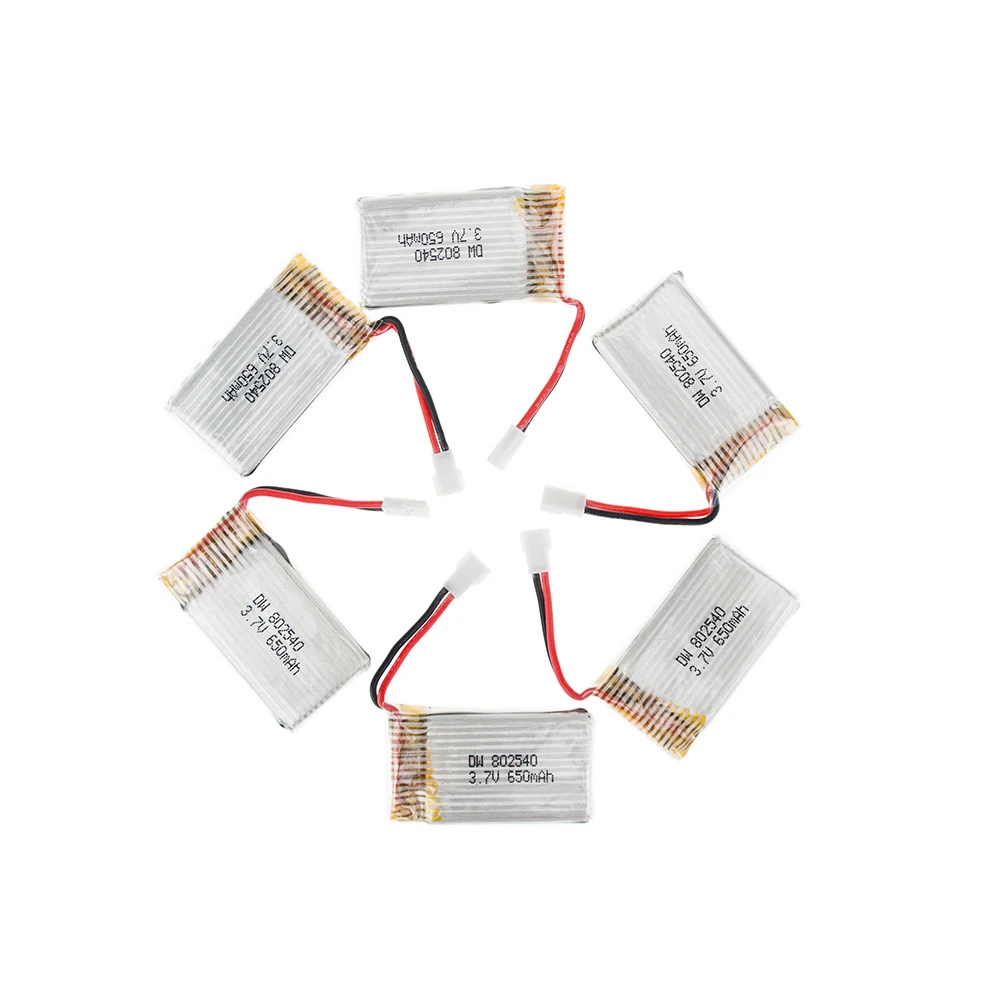 6 шт. 3 7 В 650 мАч lipo батарея 802540 + вилка в 1 Зарядное устройство USB интерфейс SYMA X5C X5 X5SC
