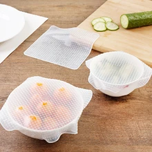 4pcs Multifunctional Silicone Food Wrap Saran Wraps Food Fresh Keeping Salad Wrap Reusable Food Silicone Cover
