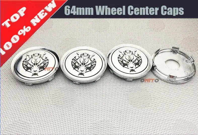 64mm cap Автомобильный Стайлинг 4 шт./лот 64 мм крышка центра колеса s эмблема значок ступицы колеса s Центральная Крышка для логотип голова Волка центральный колпак на колесо автомобиля - Цвет: 64mm cap