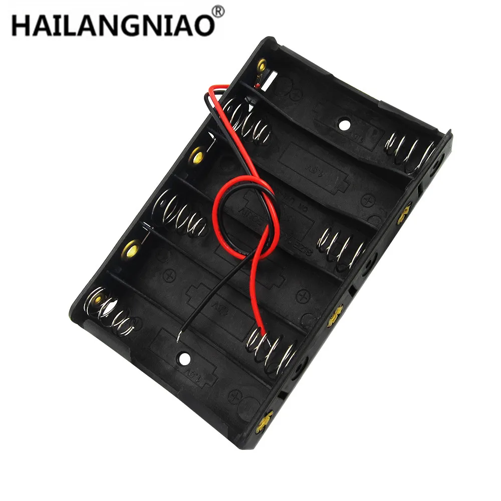 3 Pz 6 X Aa Batteria Caso Di Immagazzinaggio Di Plastica Box Holder Con 6 ''Cavo Di Piombo