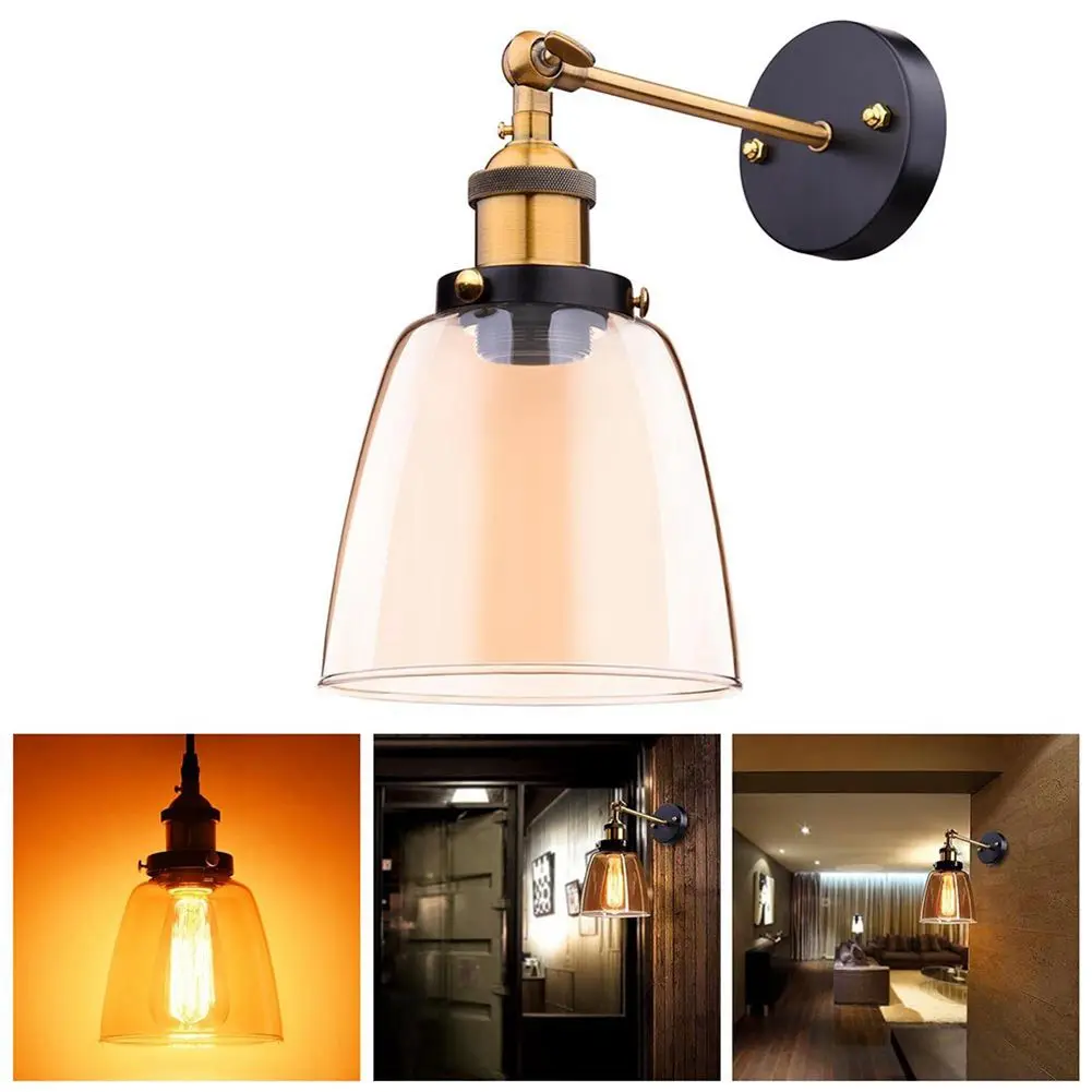  Attic Retro Wall Lamp Oval Transparent Glass Design Wall Lamp Vintage Industrial Home Wall Light Me - 32919330716