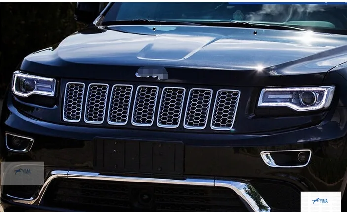 

Front 3D Mesh Racing Grilles Insert Prevent Bug Dirt Grill ABS Chrome Silver / Black For Jeep Grand Cherokee 2014 2015