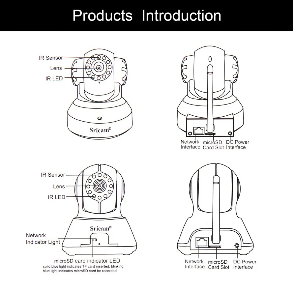 Sricam SP017 HD Беспроводная ip-камера безопасности Wifi двухсторонняя аудио IR-Cut ночное видение Аудио Сигнализация для внутреннего наблюдения детский монитор