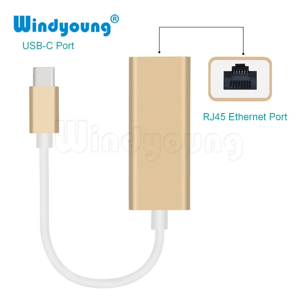 Windyoung USBC адаптера Ethernet 10/100 Мбит/с Тип C RJ45 сетевой адаптер USB-C Тип-C сетевая карта USB Ethernet для MacBook Chromebook