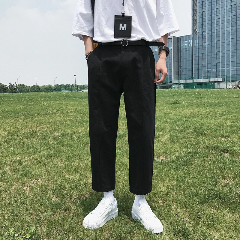 Fashion Casual Men's Straight Pants Summer And Autumn New S-XL Solid Color Loose Trousers Black Khaki Personality Youth Popular