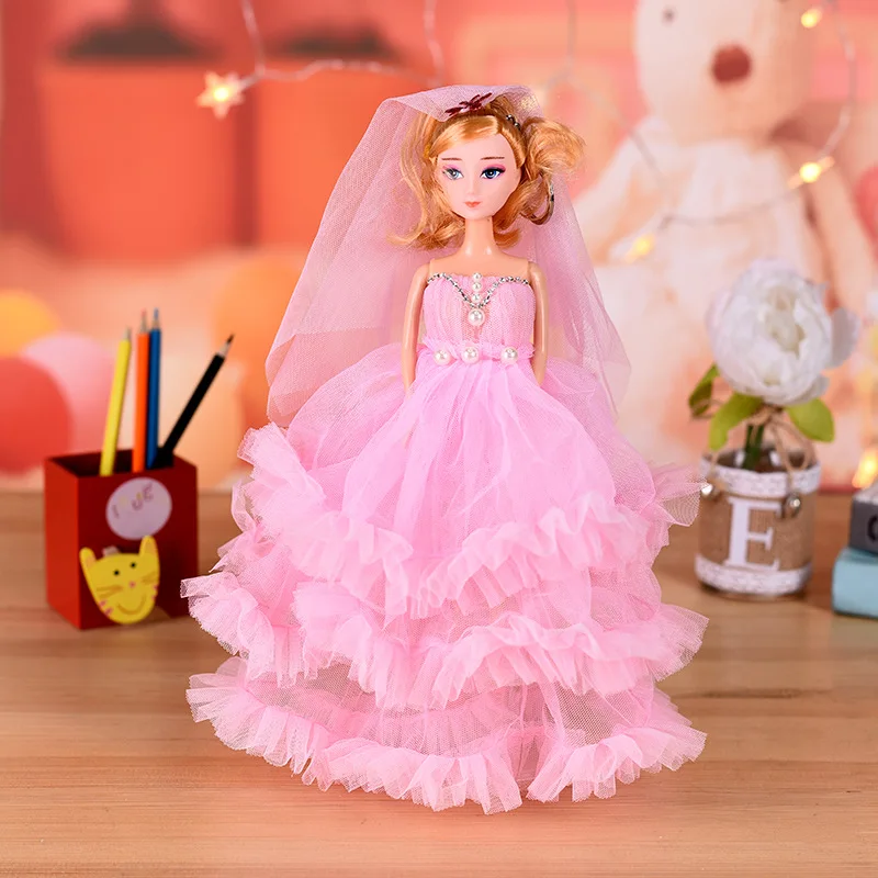 Dolls Toys Three-layer Skirt Butterfly Princess Wedding Dress Fashion Doll Toys for Girls dolls set Birthday Christmas Gift 4pcs