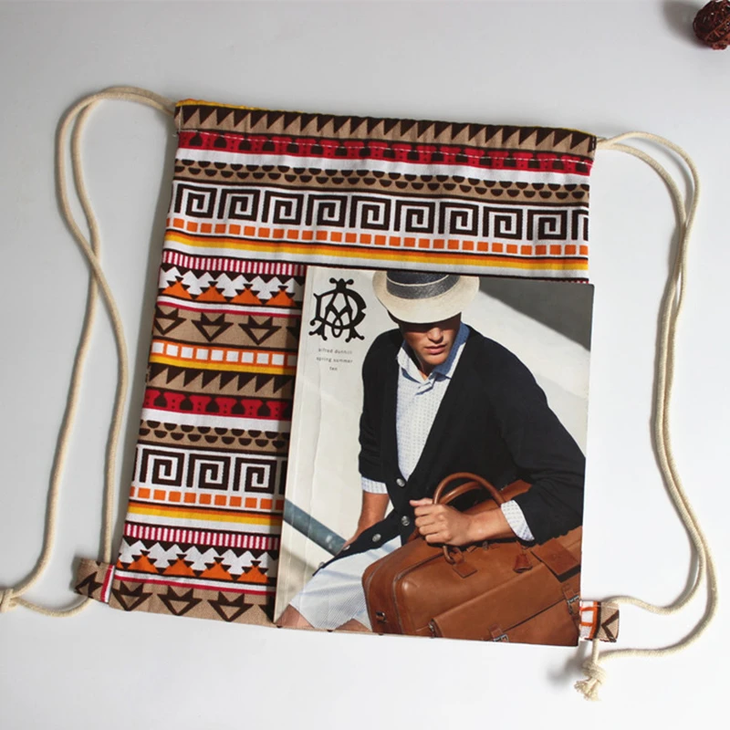 New Cotton Print Shoulder Backpack Canvas bag Storage bag Simple Schoolbag Ethnic Drawstring bag Multicolor Summer bag For Women New Cotton Print Shoulder Backpack Canvas bag Storage bag Simple Schoolbag Ethnic Drawstring bag Multicolor Summer bag For Women
