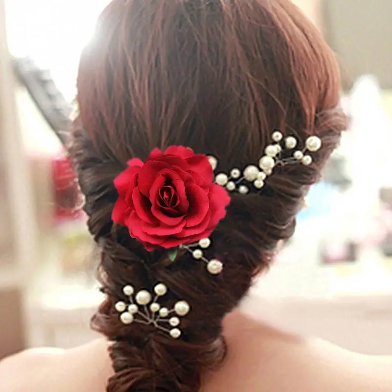 Buy Beautiful Rose Colorful Flowers Hair Clip Hairpin