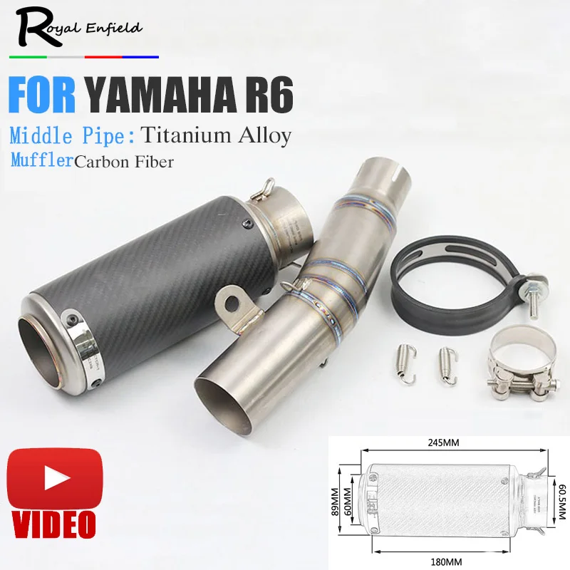 YZF R6 motocicleta tubo de escape para Yamaha R6 YZF R6 slip-on moto escape R6 motocicleta silenciador echappement moto con tubo medio