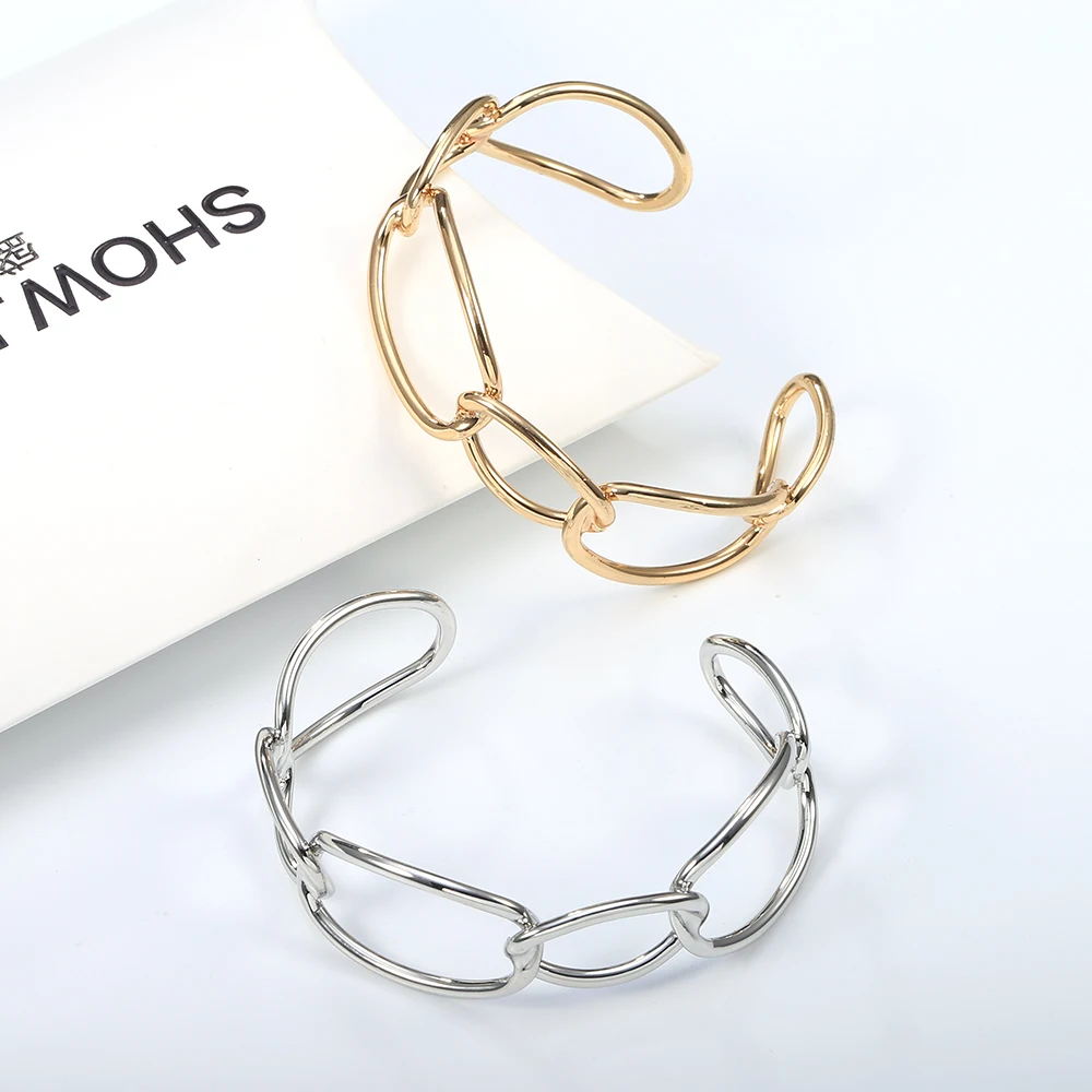 Simple Circles Gold Color Cuff Bangle for Women Personalized Geometric Bracelet 2019 Fashion Jewelry Mother Party Gifts | Украшения и