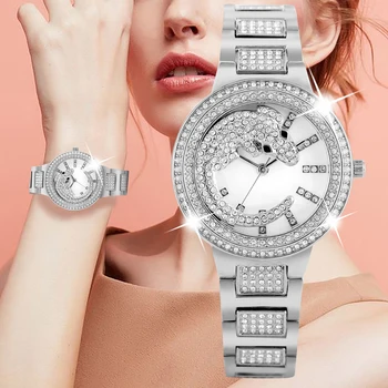

Women's Elegant Quartz Analog Wristwatch Premium Alloy Band with Hook Buckle Creative Diamond-encrusted Crocodile Pattern Watch