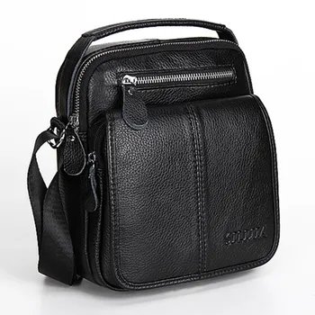 

Men mobile phone Bag Genuine Leather Messenger Bag Male Vertical Black Crossbody Bag Classic Casual Shoulder Bag Money purse