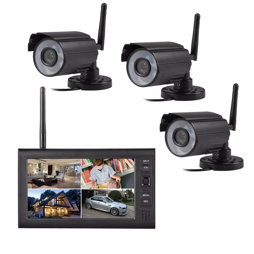 

3ch 2.4G wireless digital cameras security kit for home office factory security surveillance system