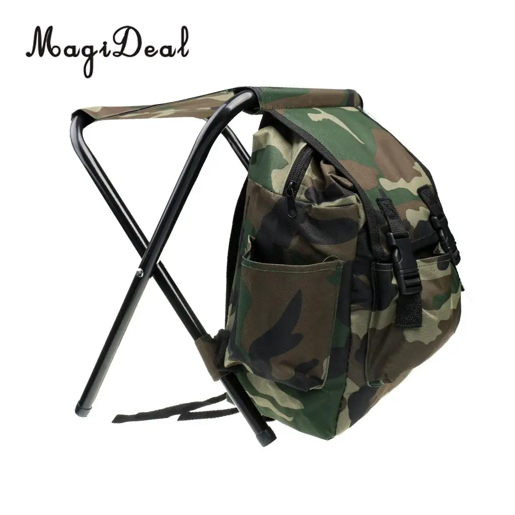 MagiDeal 2 in 1 Oxford Cloth Fishing Stool Tackle Backpack Foldable Seat Camping Hunting Rucksack wear-resistance fishing Tool