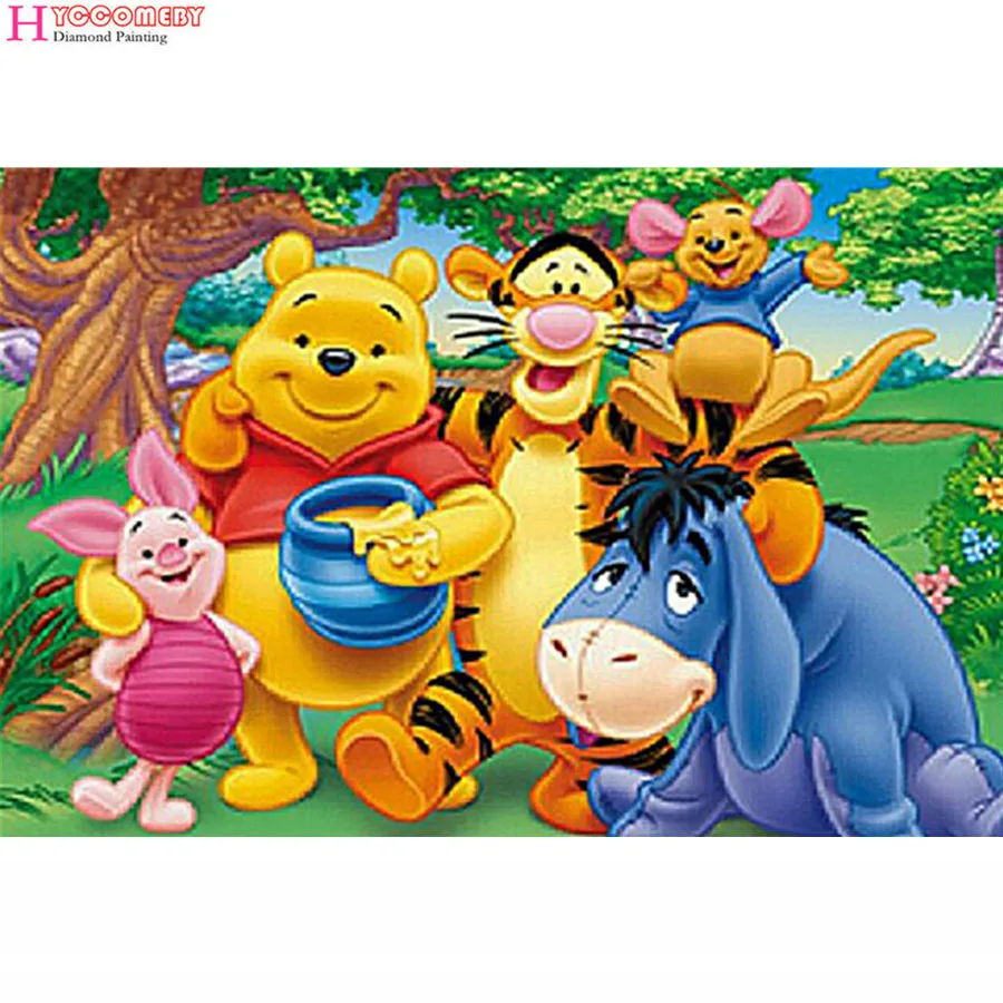 

Cartoon Winnie the Pooh and Tigger 5D DIY Diamond Painting Bear Diamond Embroidery Cross Stitch Needlework Home Decorative