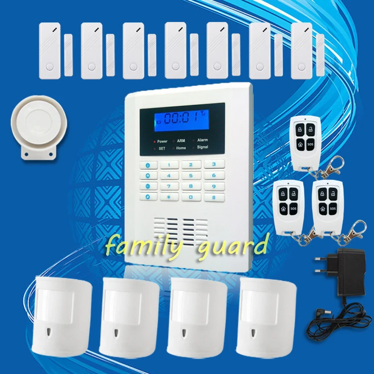 Free Shipping!99 wireless zone and 2 wired Quad-Band LCD home security PSTN GSM alarm system+4 Pet Immune PIRS+7 Door sensor